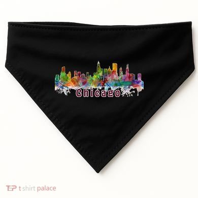 Chicago Skyline Paint Splatter USA-Made Doggie Bandana