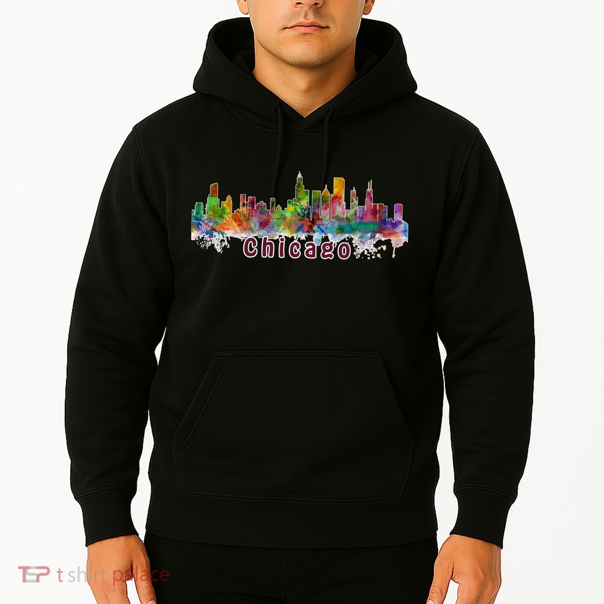 Chicago Skyline Paint Splatter Hoodie