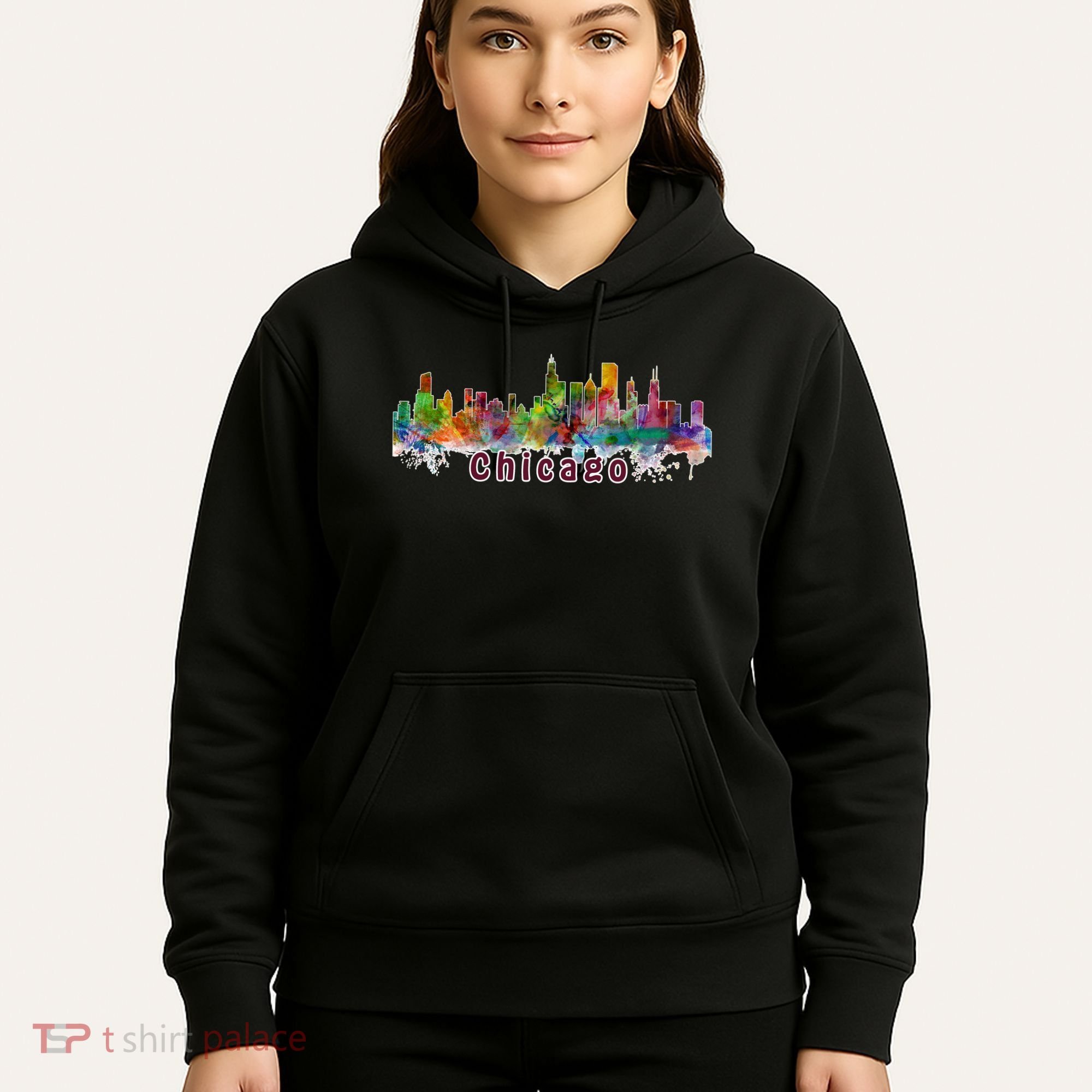 Chicago Skyline Paint Splatter Hoodie