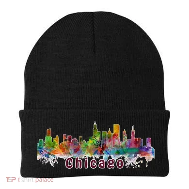 Chicago Skyline Paint Splatter Beanie