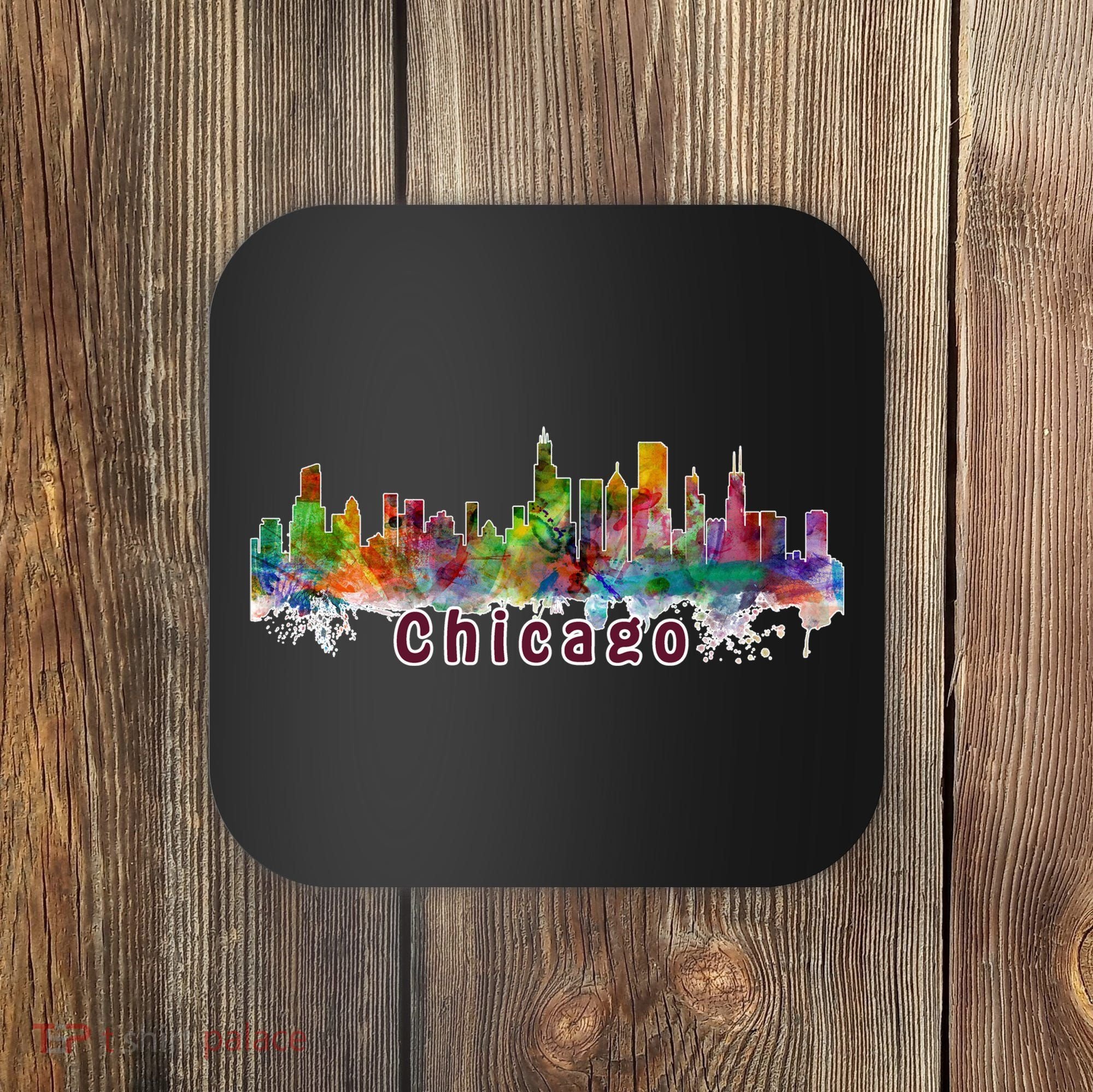 Chicago Skyline Paint Splatter Coaster