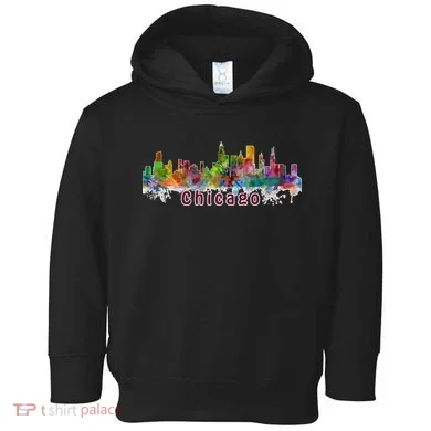 Chicago Skyline Paint Splatter Toddler Hoodie