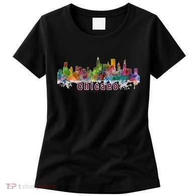 Chicago Skyline Paint Splatter Women's T-Shirt