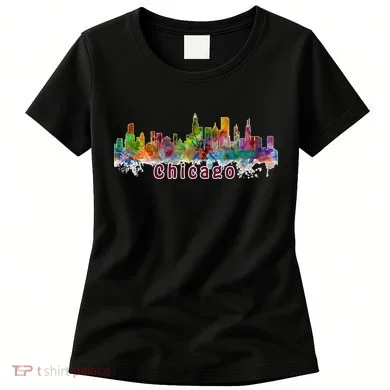 Chicago Skyline Paint Splatter Women's T-Shirt