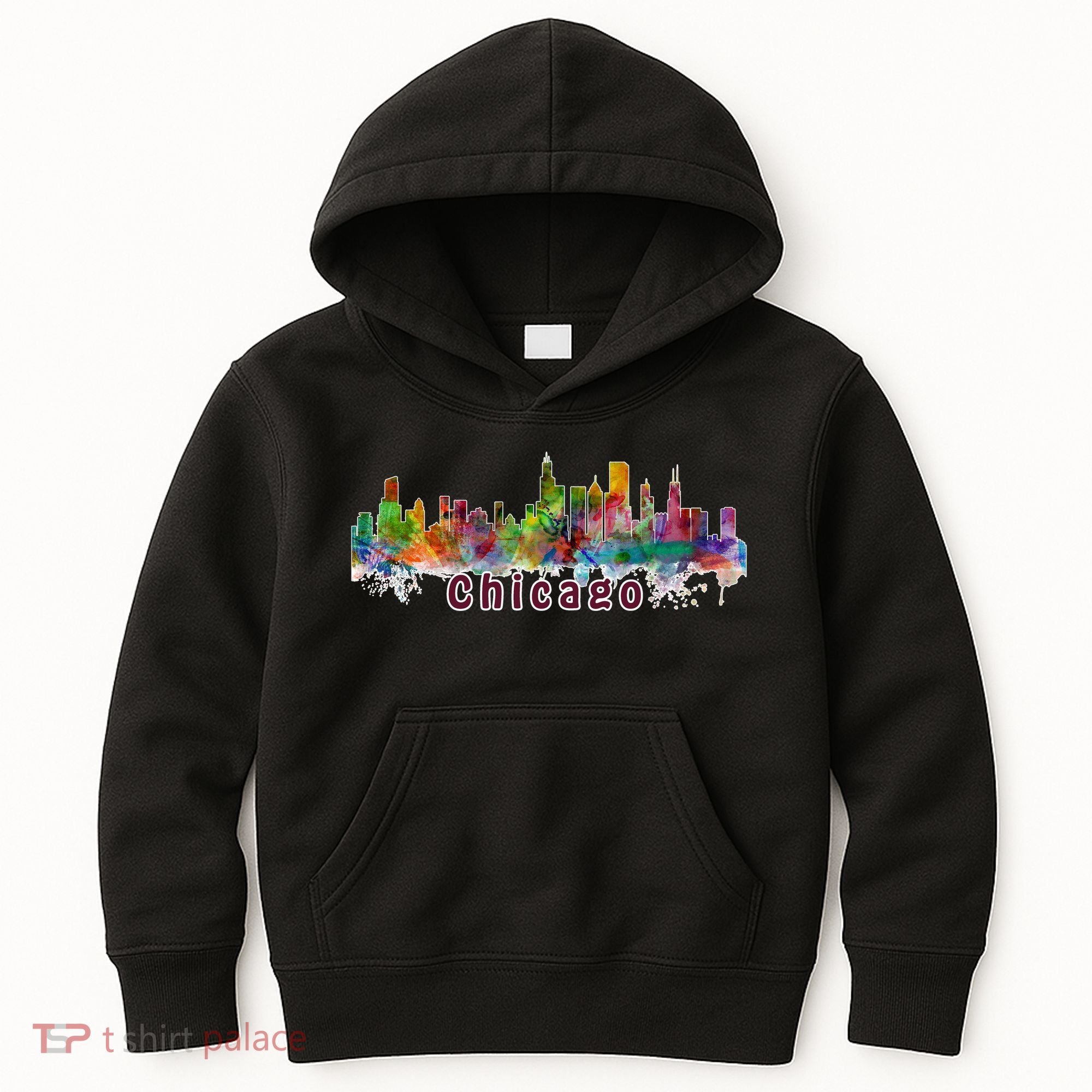 Chicago Skyline Paint Splatter Kids Hoodie