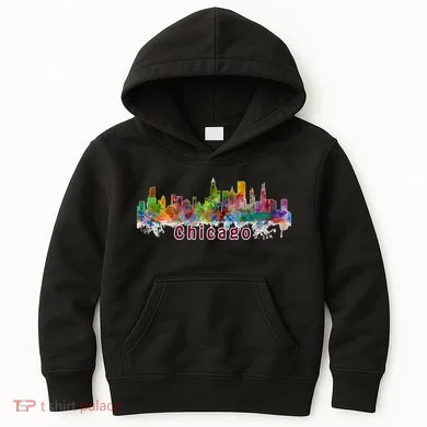 Chicago Skyline Paint Splatter Kids Hoodie