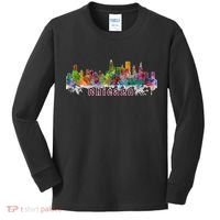 Chicago Skyline Paint Splatter Kids Long Sleeve Shirt thumb 0