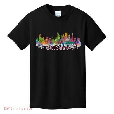 Chicago Skyline Paint Splatter Kids T-Shirt