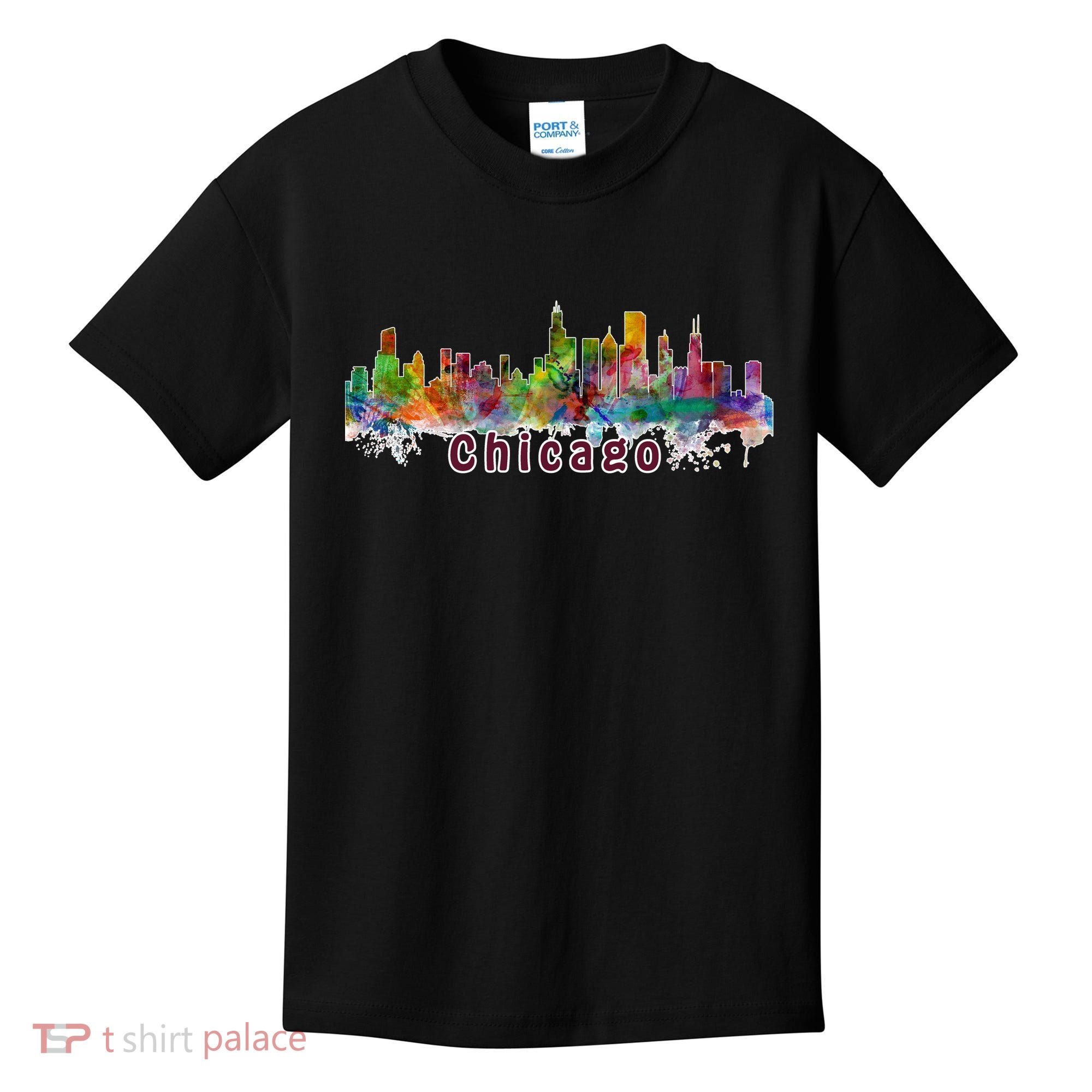 Chicago Skyline Paint Splatter Kids T-Shirt