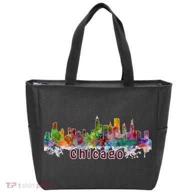 Chicago Skyline Paint Splatter Tote Bag
