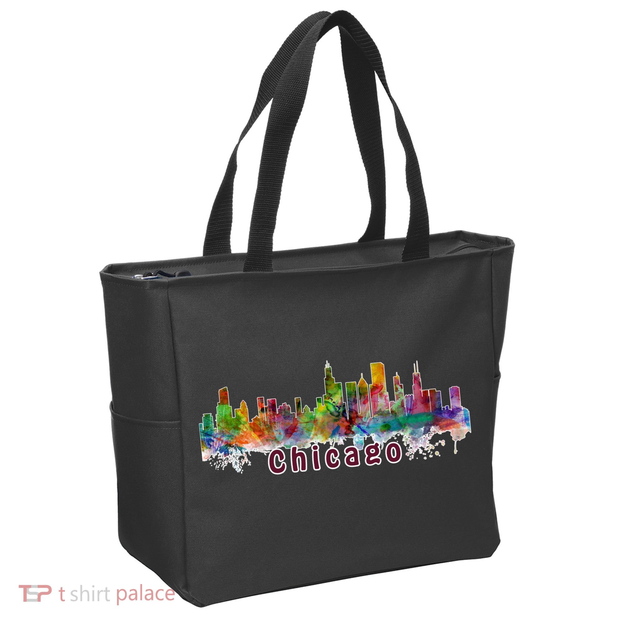 Chicago Skyline Paint Splatter Tote Bag