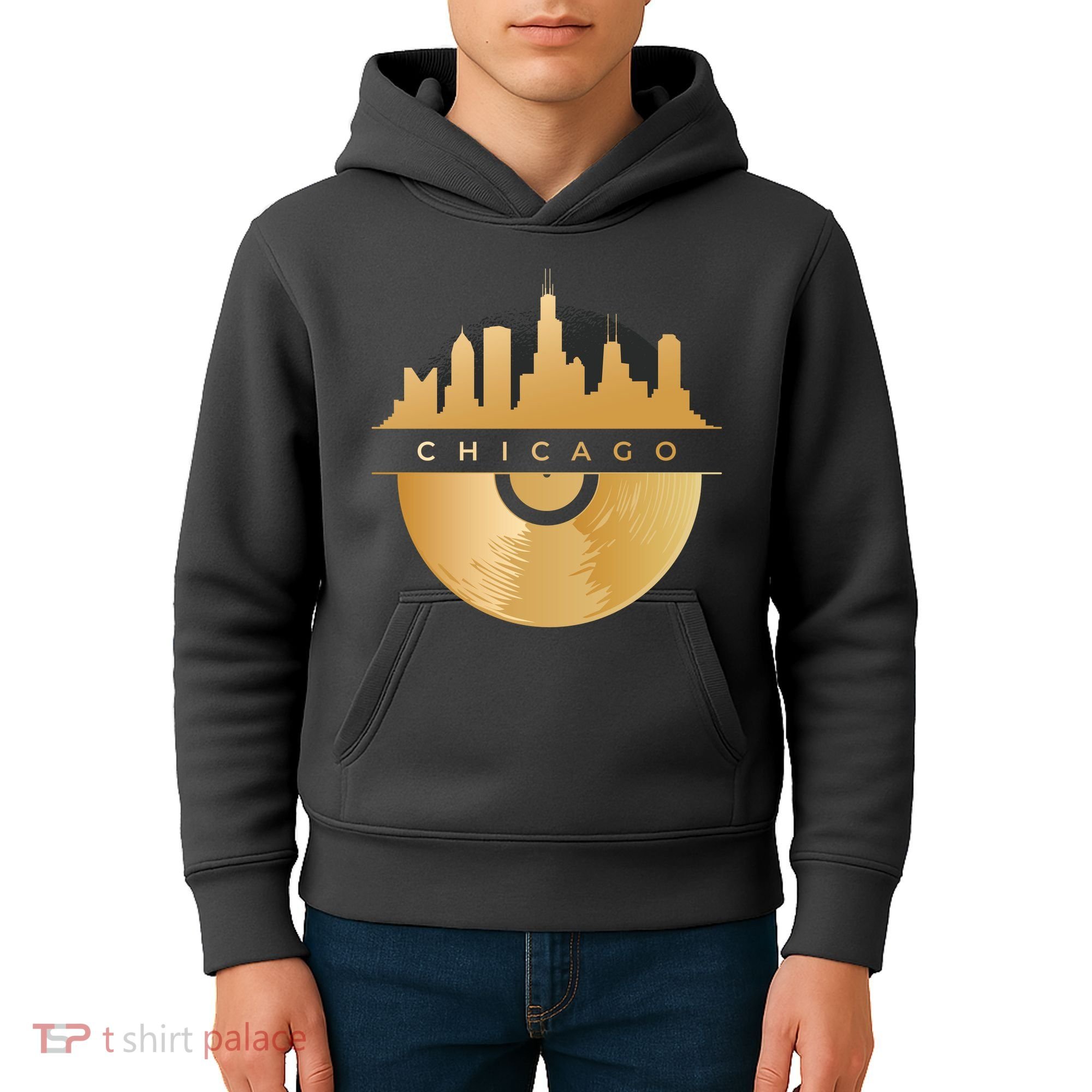 Chicago Vinyl Skyline Kids Hoodie