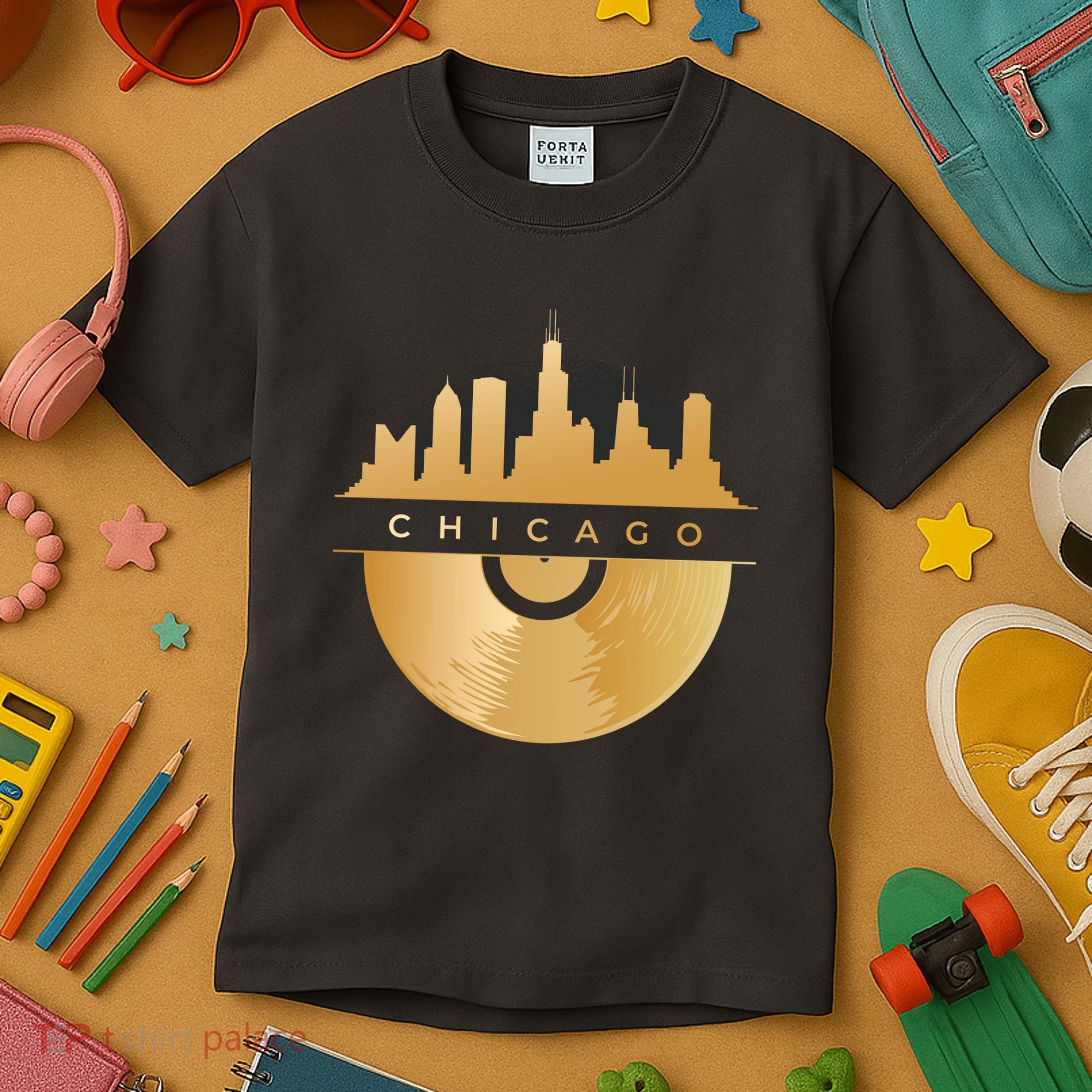 Chicago Vinyl Skyline Kids T-Shirt