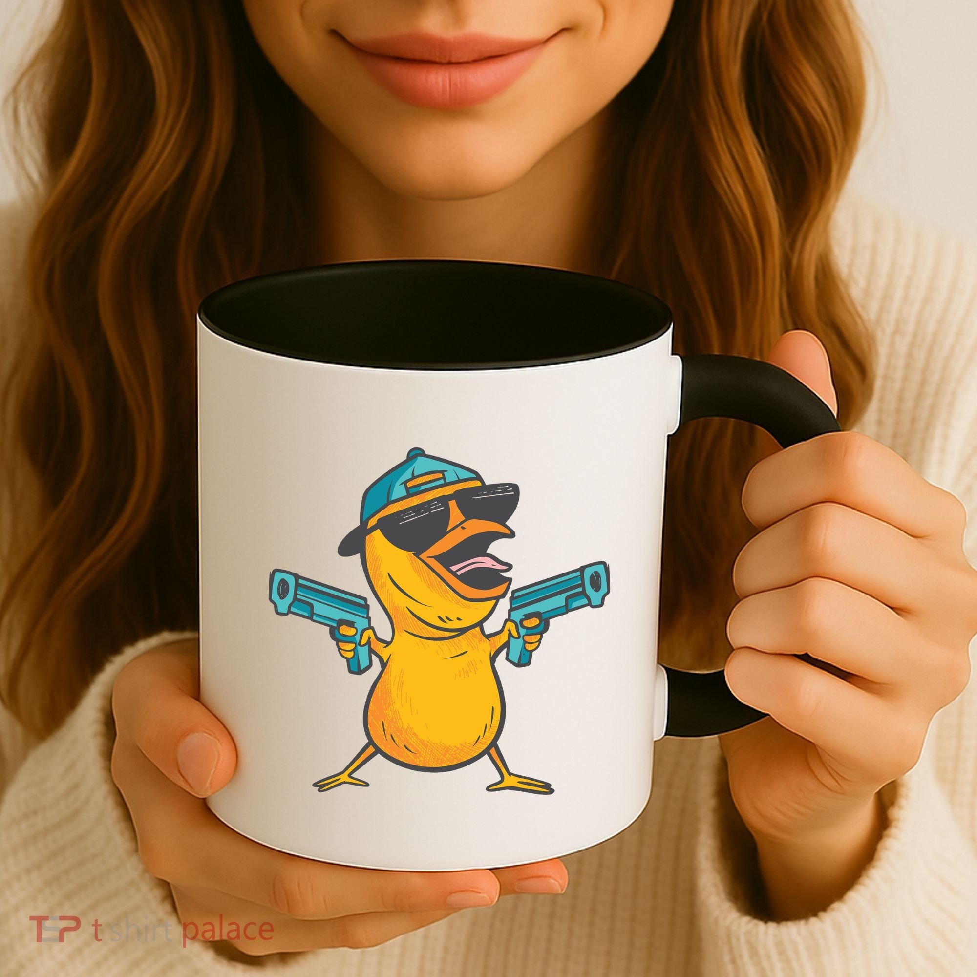 Chick Cartoon With Guns Coffee Mug