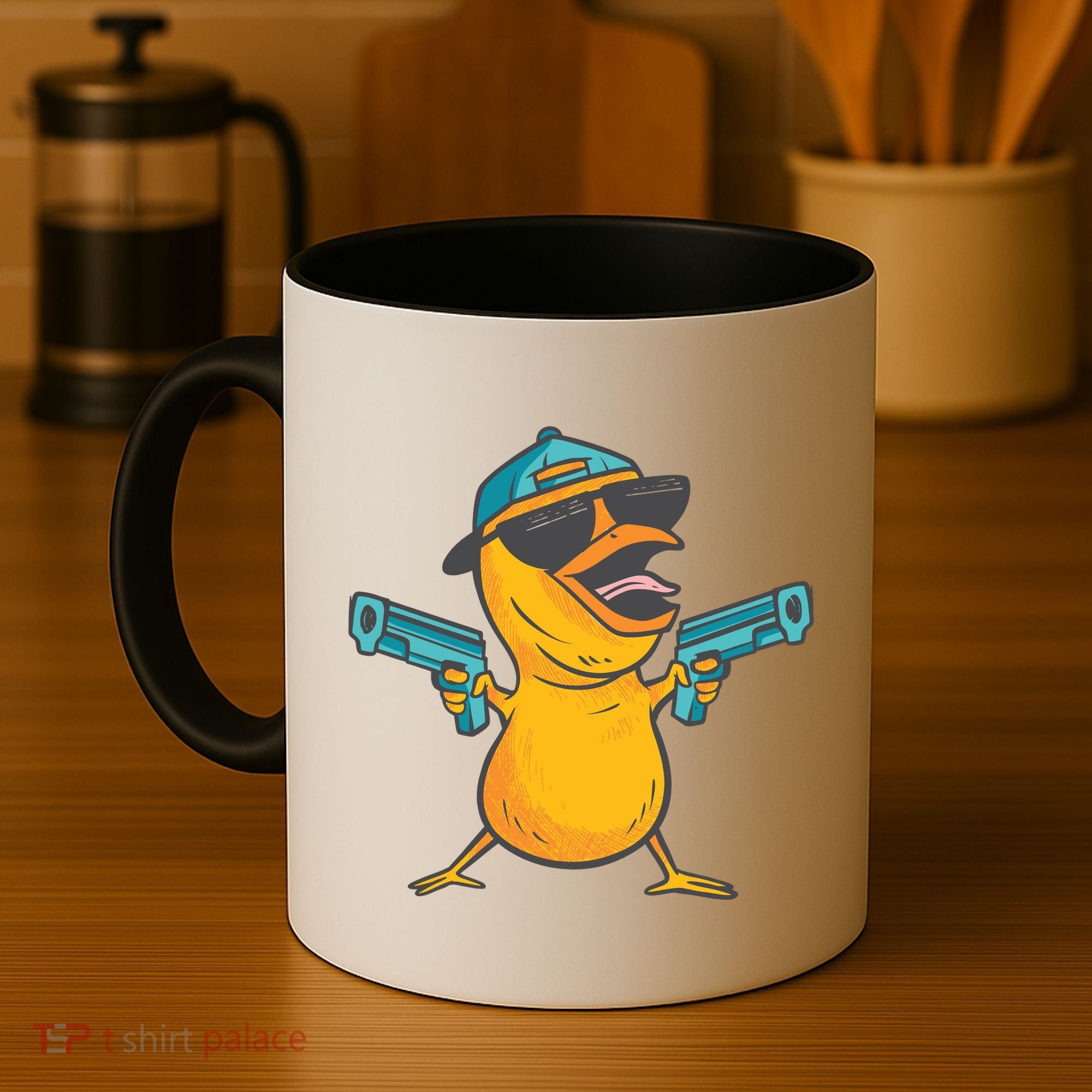 Chick Cartoon With Guns Coffee Mug