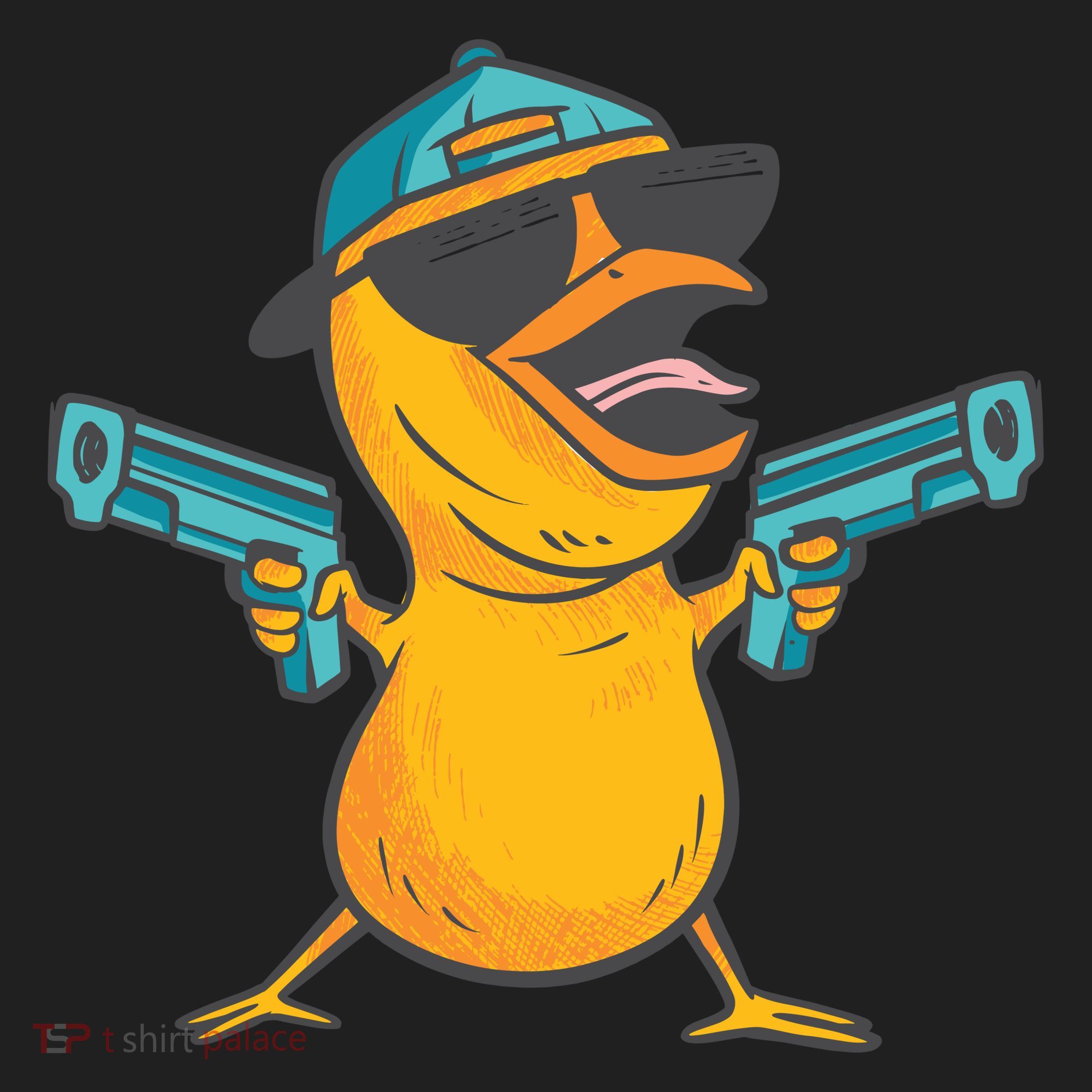 Chick Cartoon With Guns Golf Towel