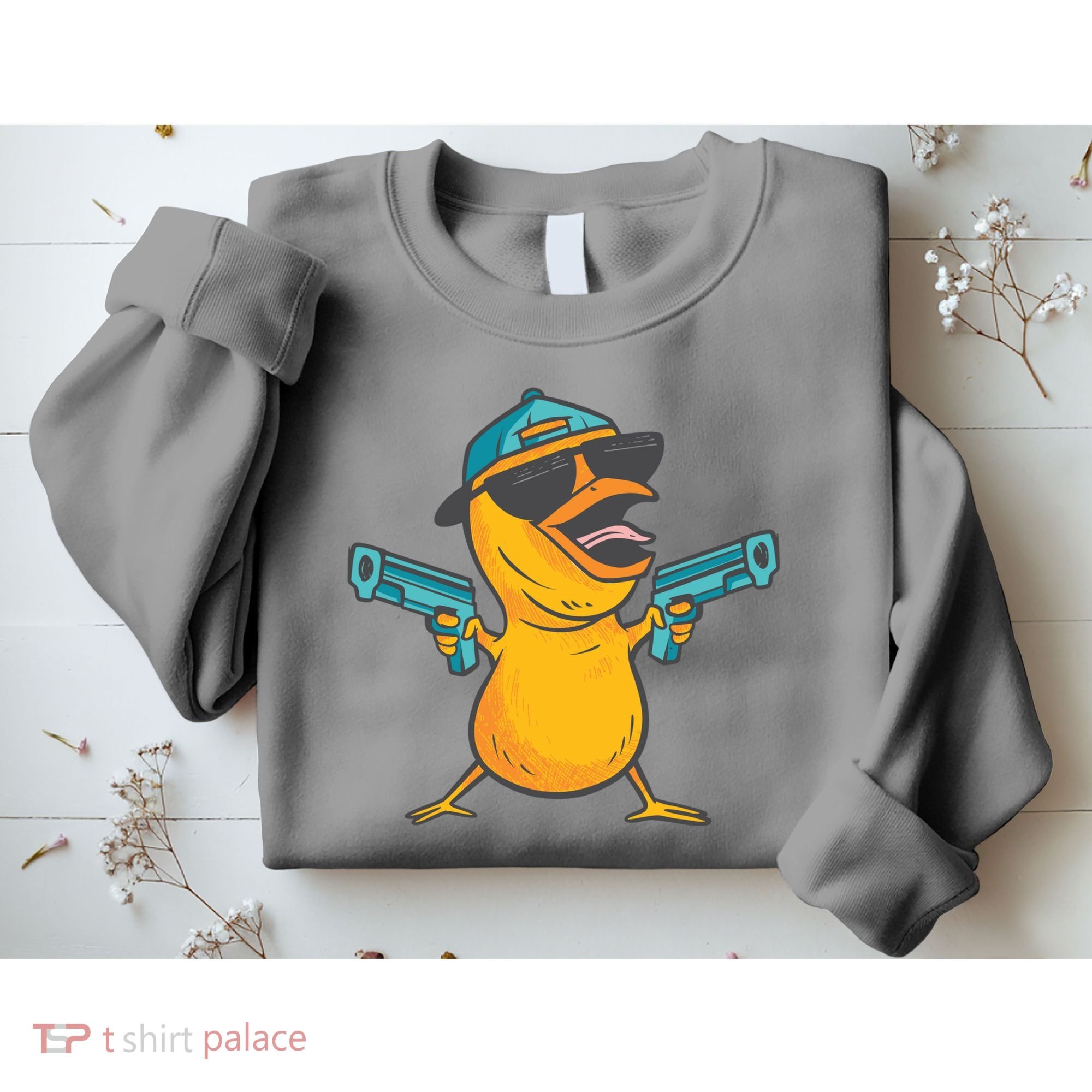 Chick Cartoon With Guns Sweatshirt