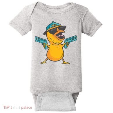 Chick Cartoon With Guns Baby Bodysuit