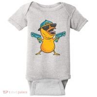 Chick Cartoon With Guns Baby Bodysuit thumb 0