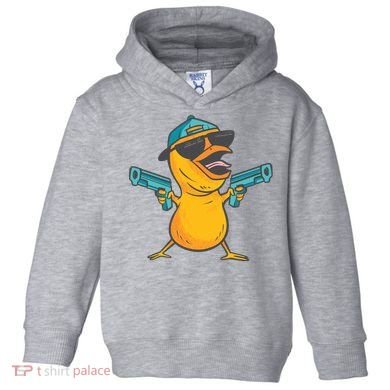 Chick Cartoon With Guns Toddler Hoodie