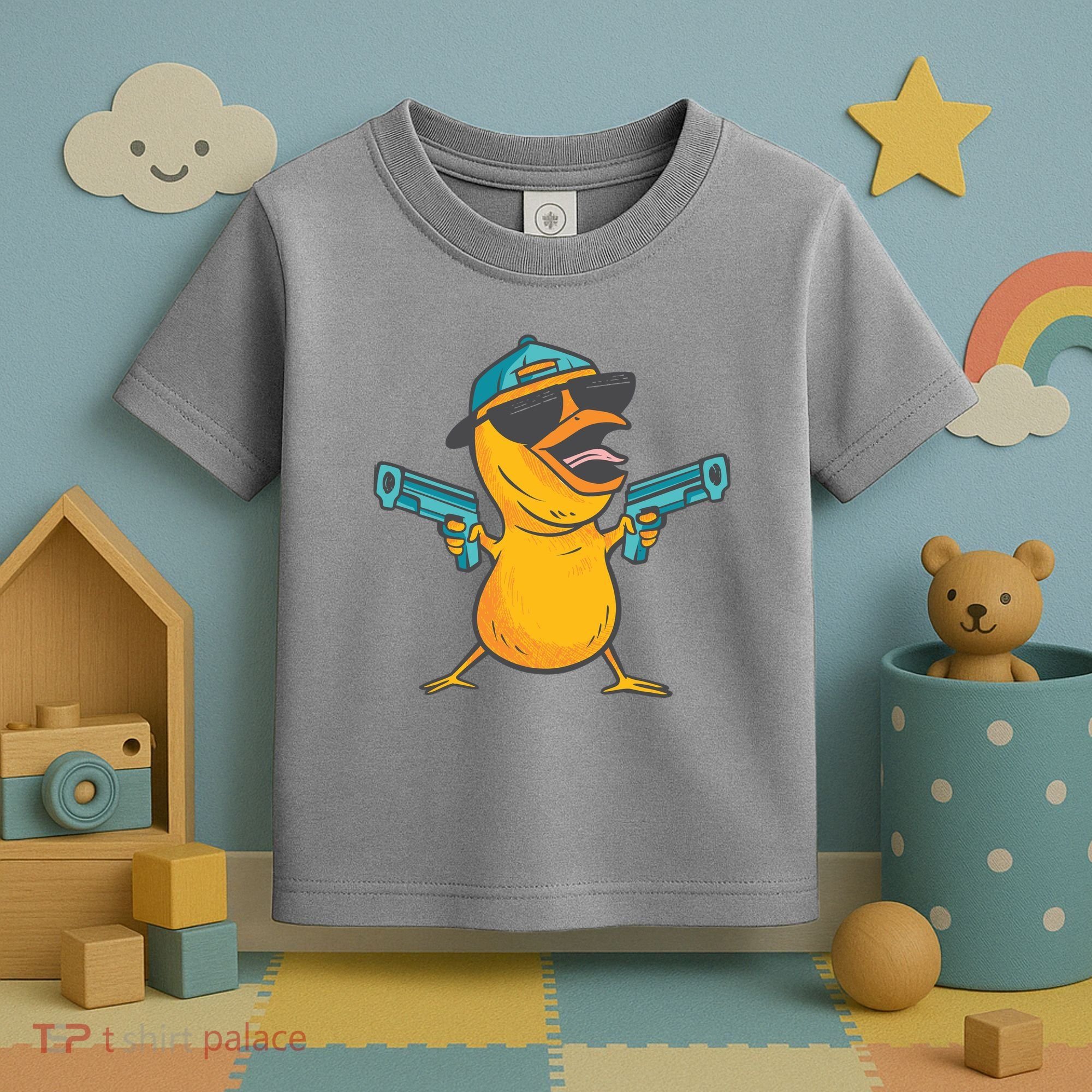 Chick Cartoon With Guns Toddler T-Shirt