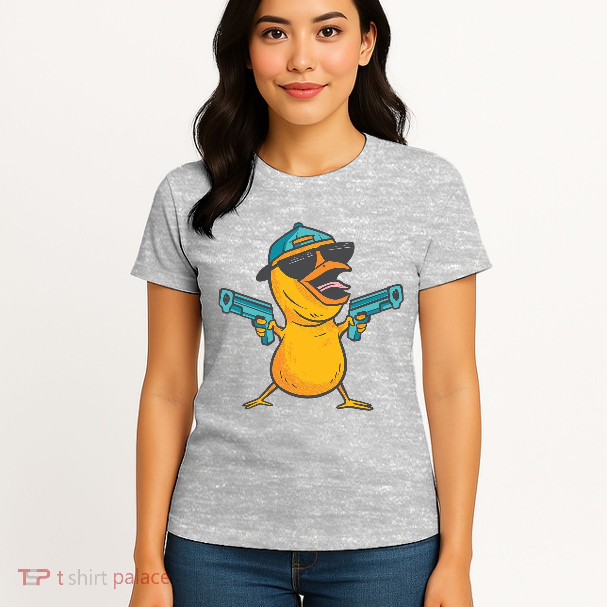 Chick Cartoon With Guns Women's T-Shirt