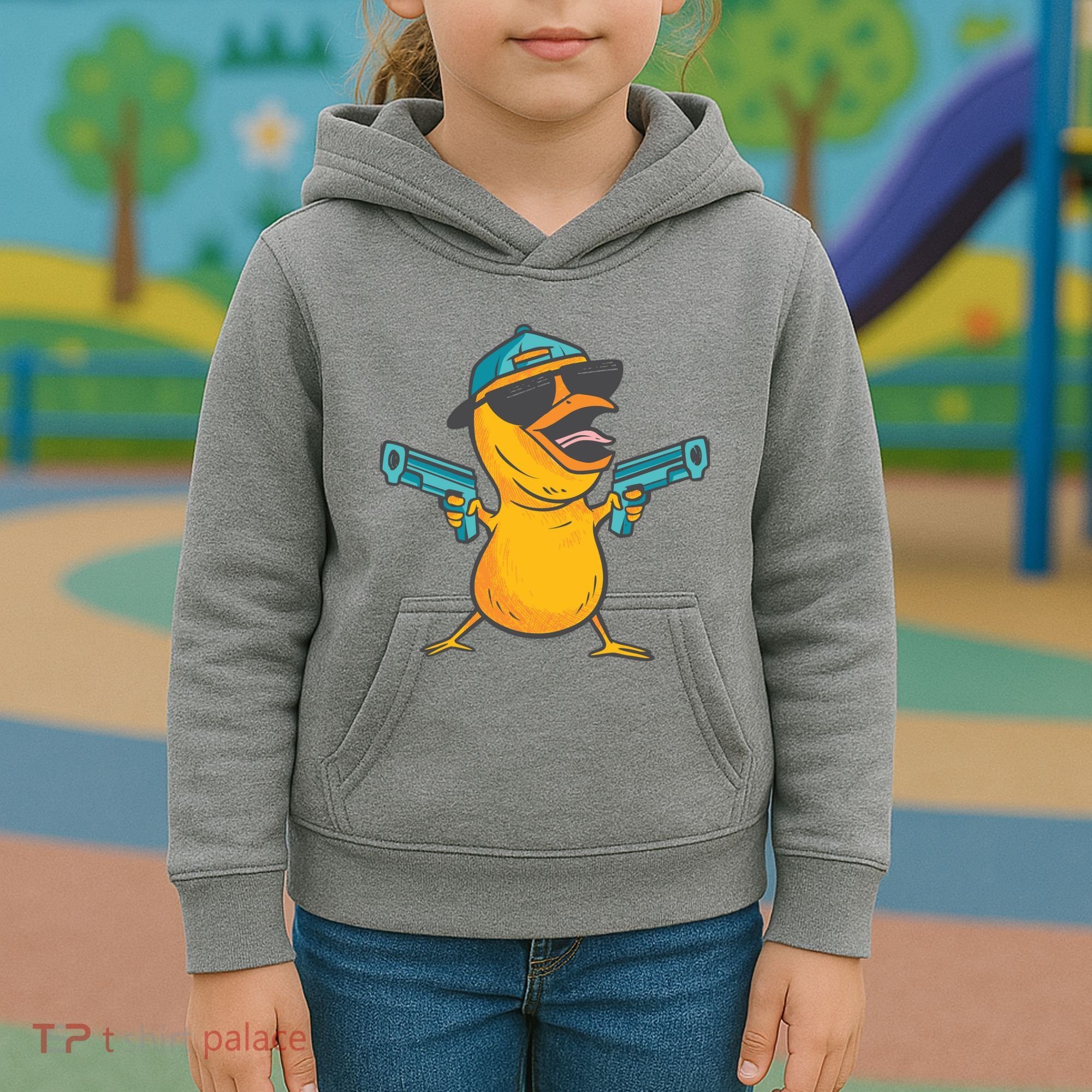 Chick Cartoon With Guns Kids Hoodie