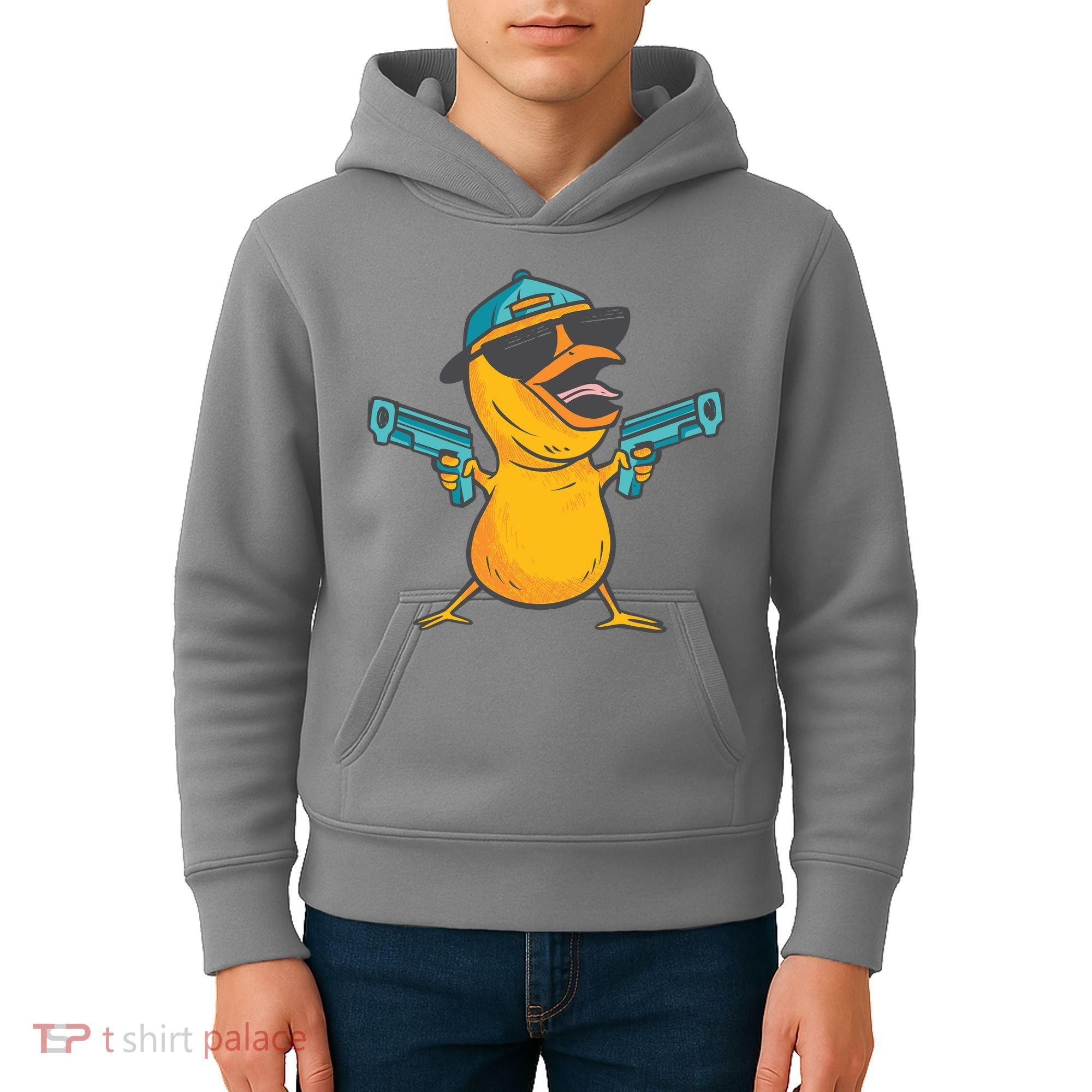 Chick Cartoon With Guns Kids Hoodie
