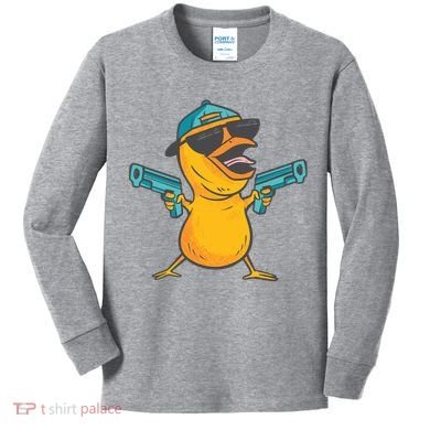 Chick Cartoon With Guns Kids Long Sleeve Shirt