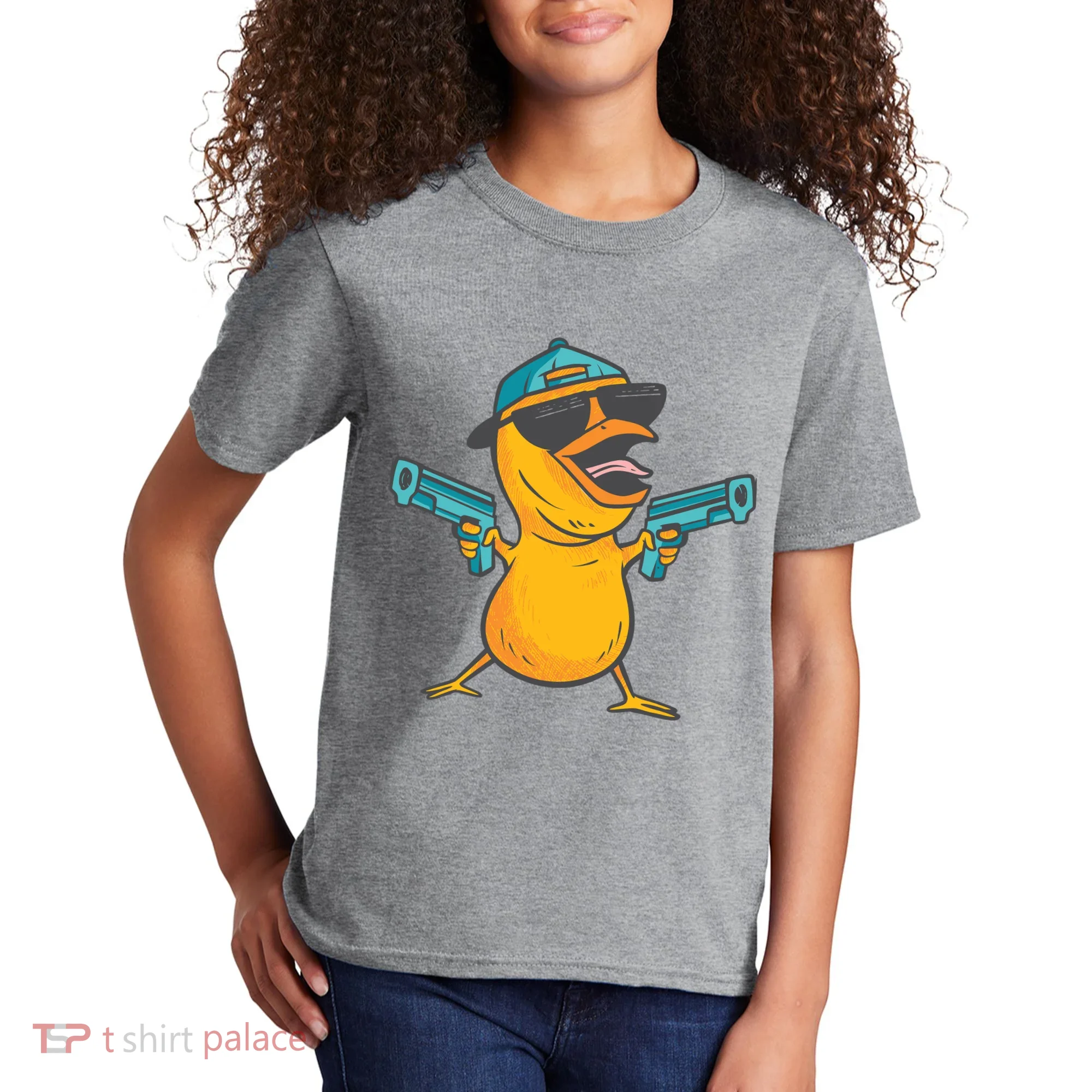 Chick Cartoon With Guns Kids T-Shirt