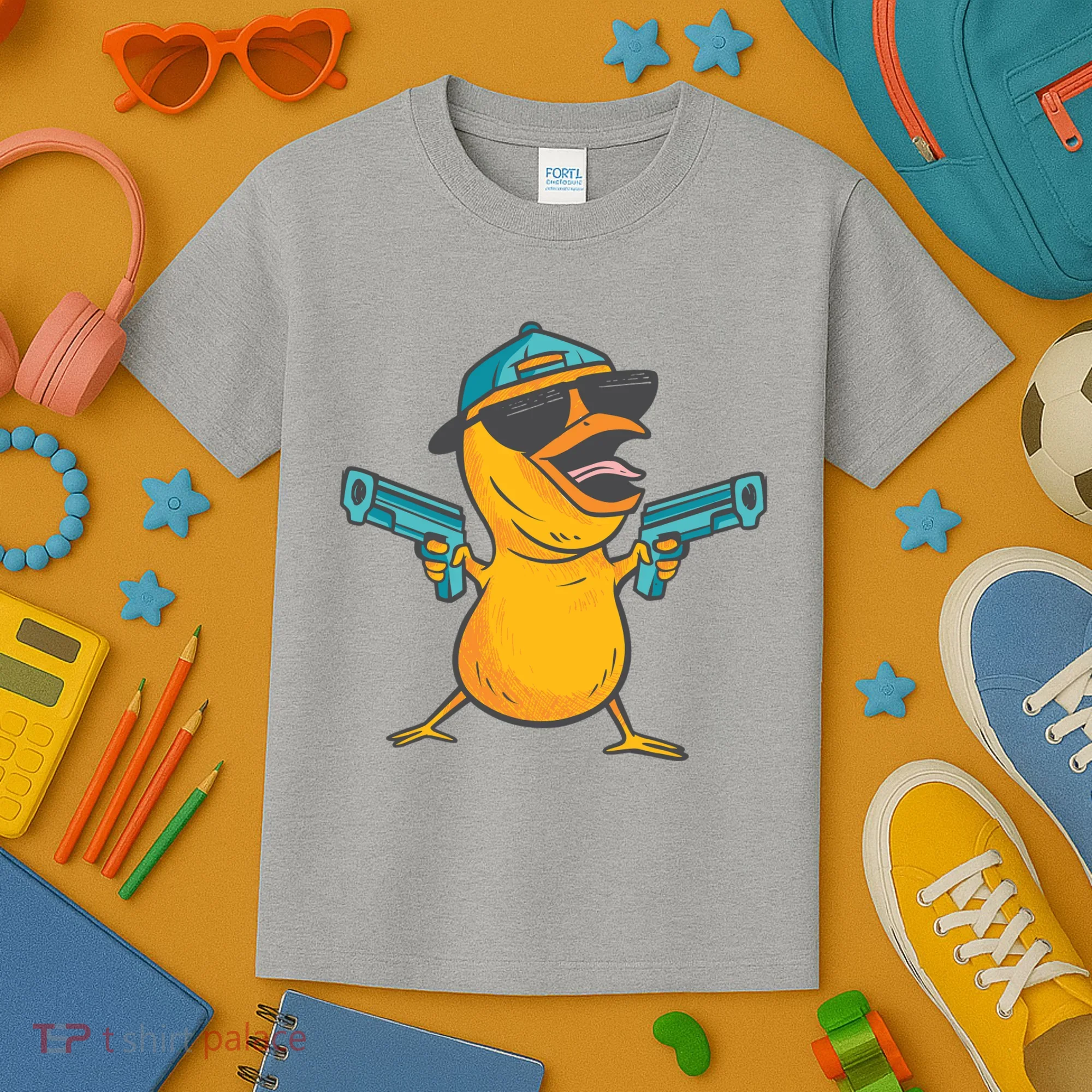 Chick Cartoon With Guns Kids T-Shirt