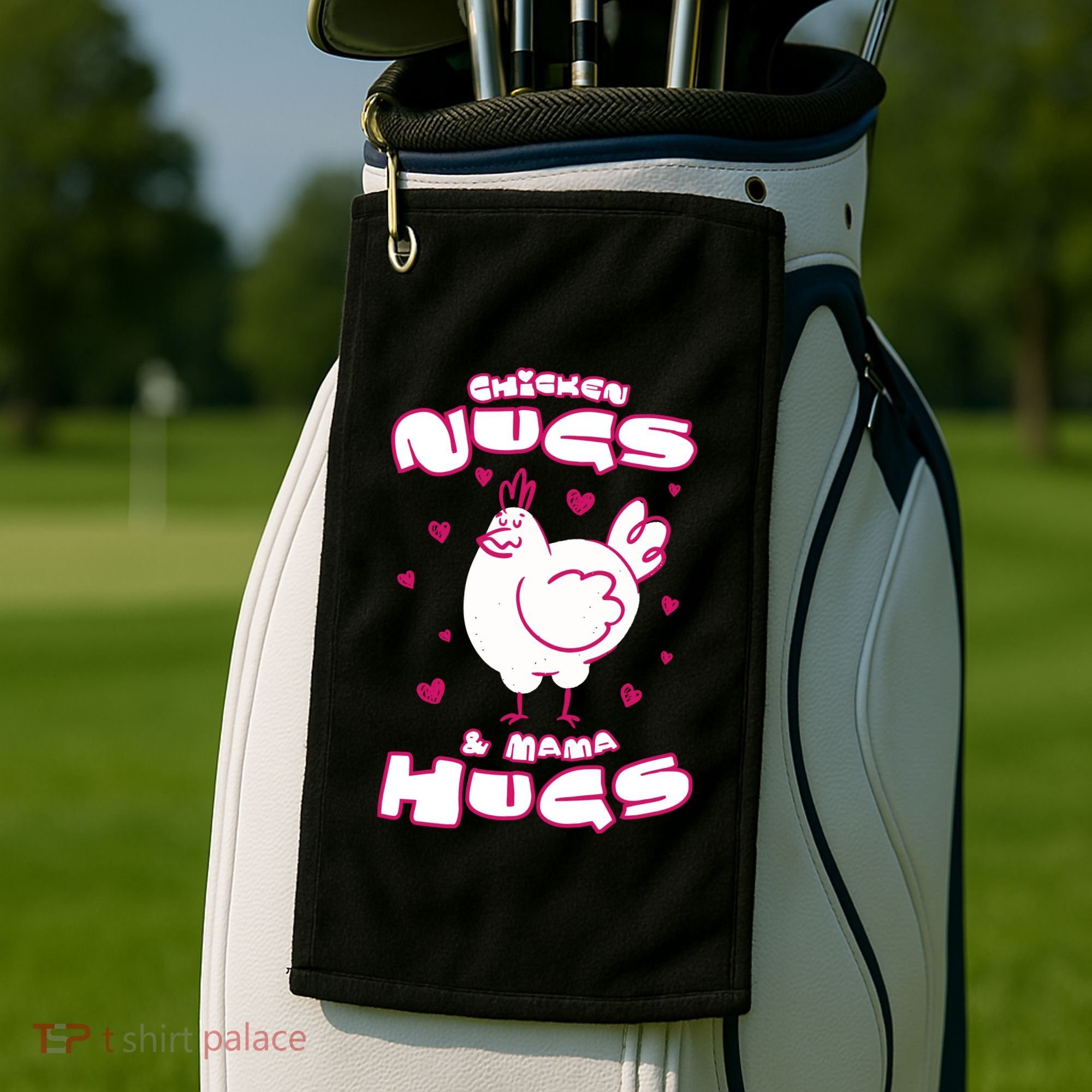 Chicken Nugs And Mama Hugs Golf Towel