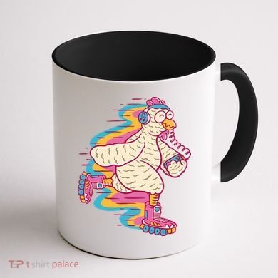 Chicken Roller Skating Coffee Mug back