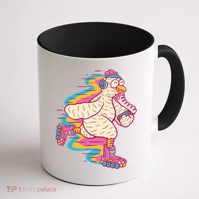 Chicken Roller Skating Coffee Mug back