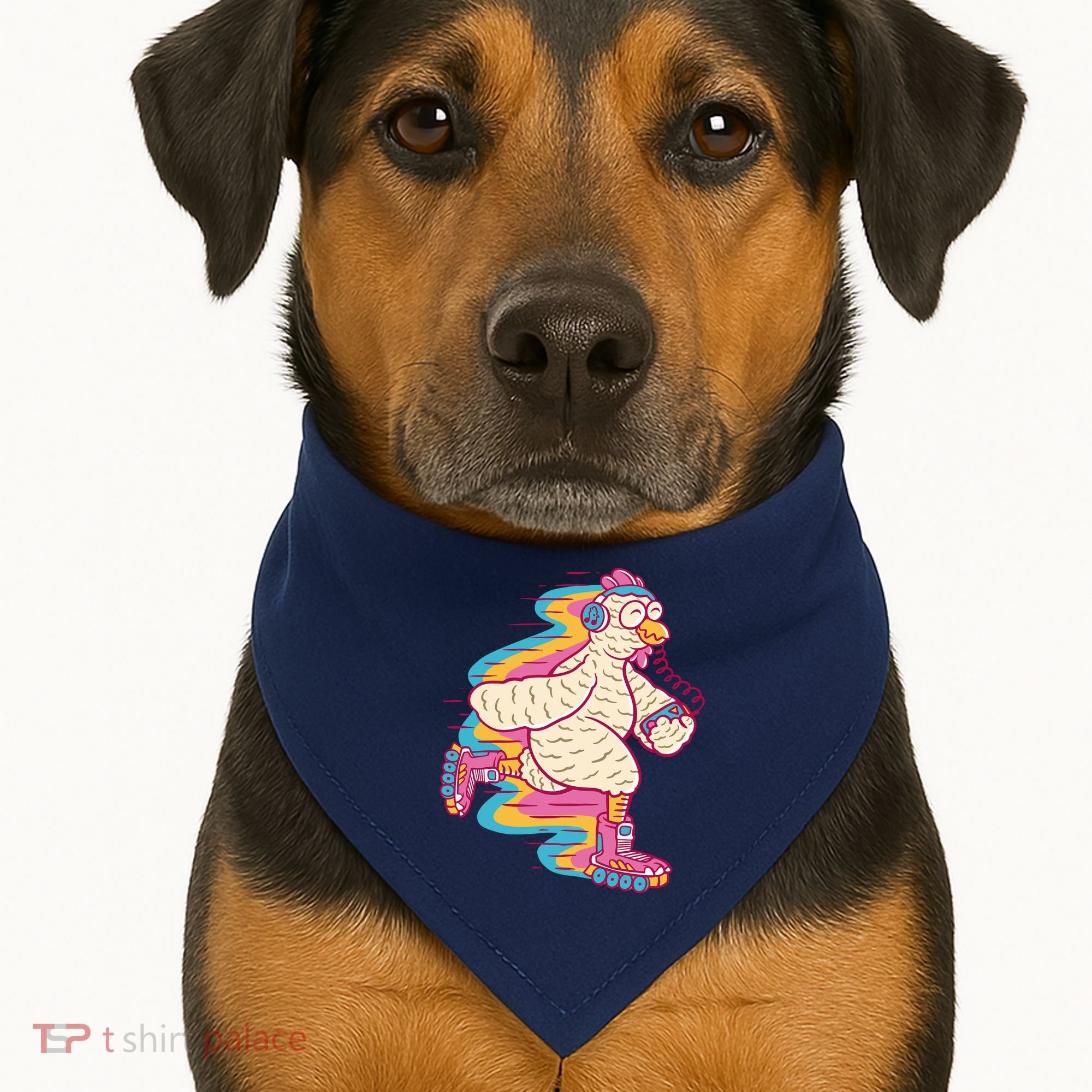Chicken Roller Skating USA-Made Doggie Bandana