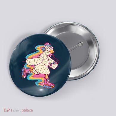 Chicken Roller Skating Button