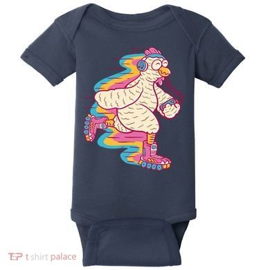 Chicken Roller Skating Baby Bodysuit