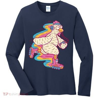 Chicken Roller Skating Women's Long Sleeve Shirt