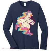 Chicken Roller Skating Women's Long Sleeve Shirt thumb 0