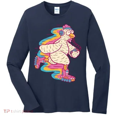 Chicken Roller Skating Women's Long Sleeve Shirt