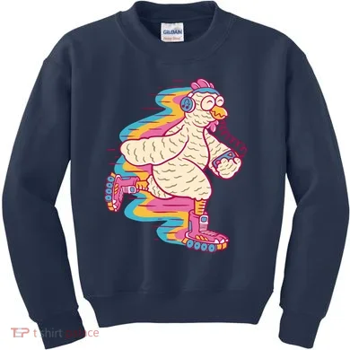 Chicken Roller Skating Kids Sweatshirt