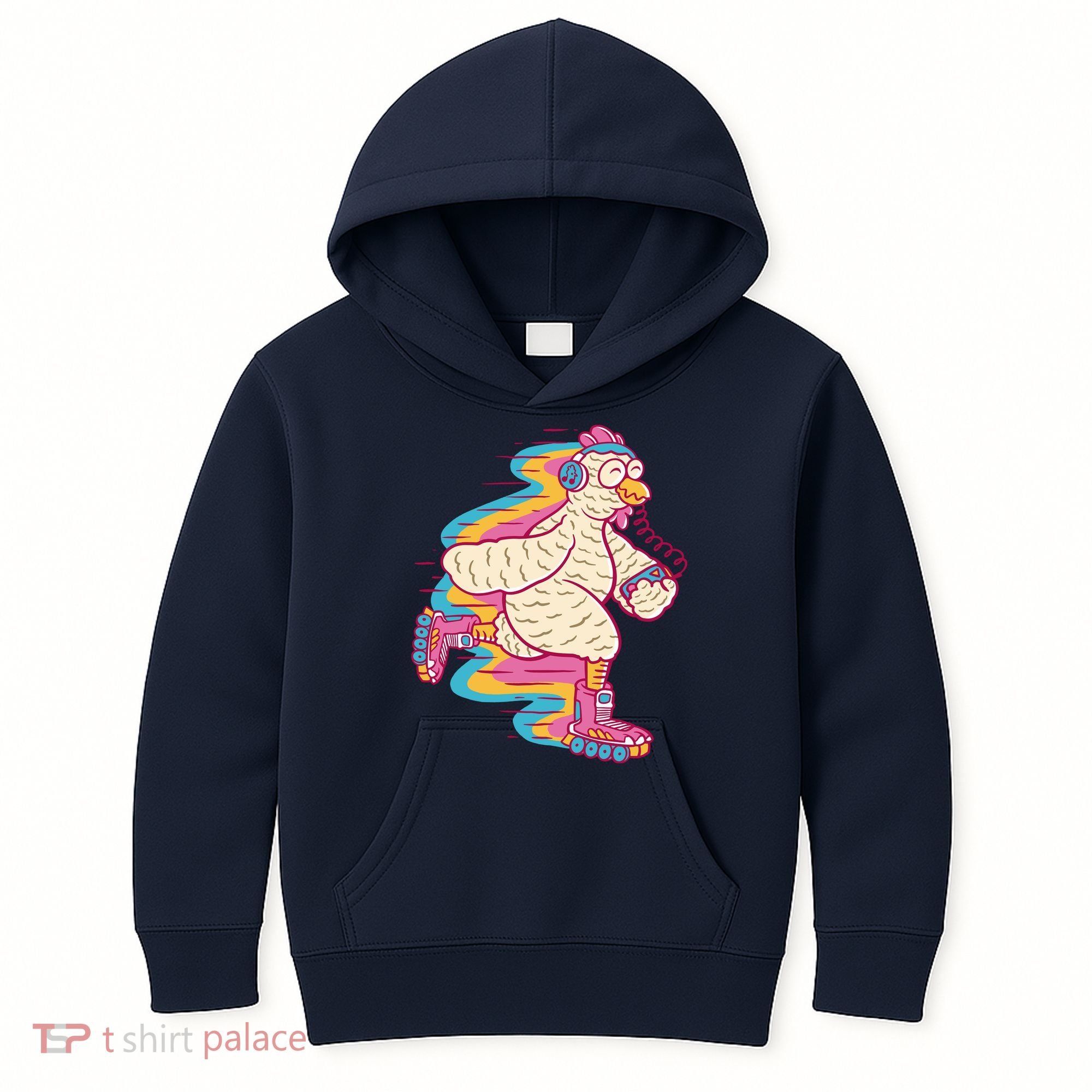 Chicken Roller Skating Kids Hoodie