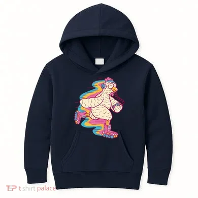 Chicken Roller Skating Kids Hoodie