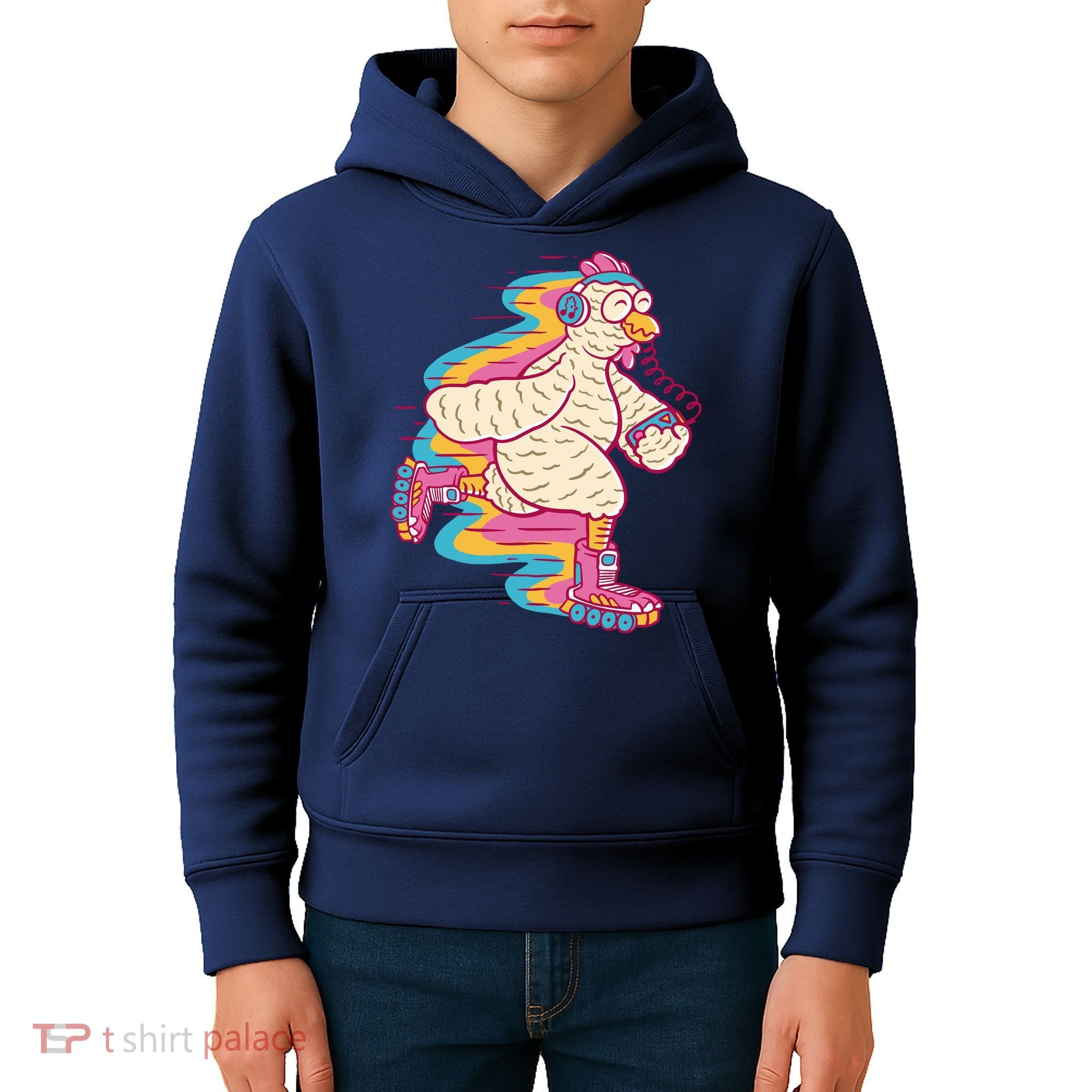 Chicken Roller Skating Kids Hoodie