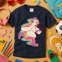 Chicken Roller Skating Kids T-Shirt thumb 3