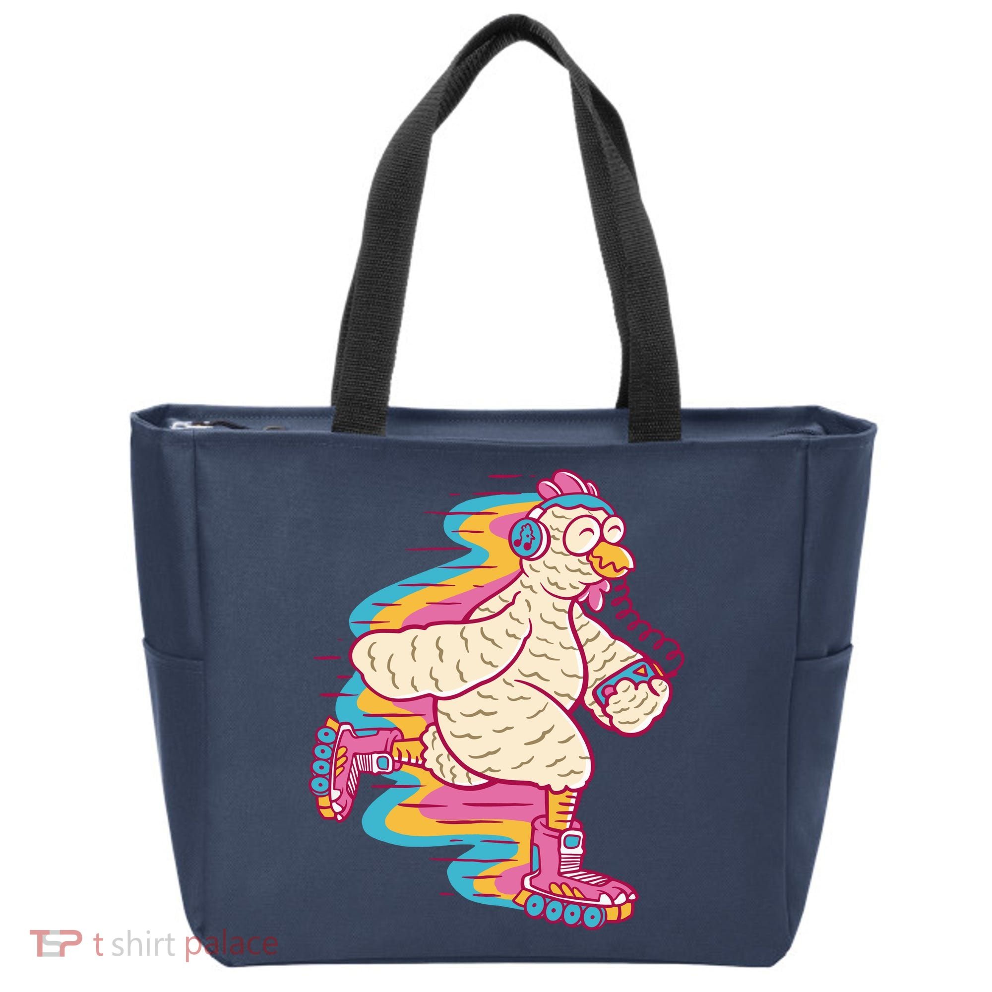 Chicken Roller Skating Tote Bag
