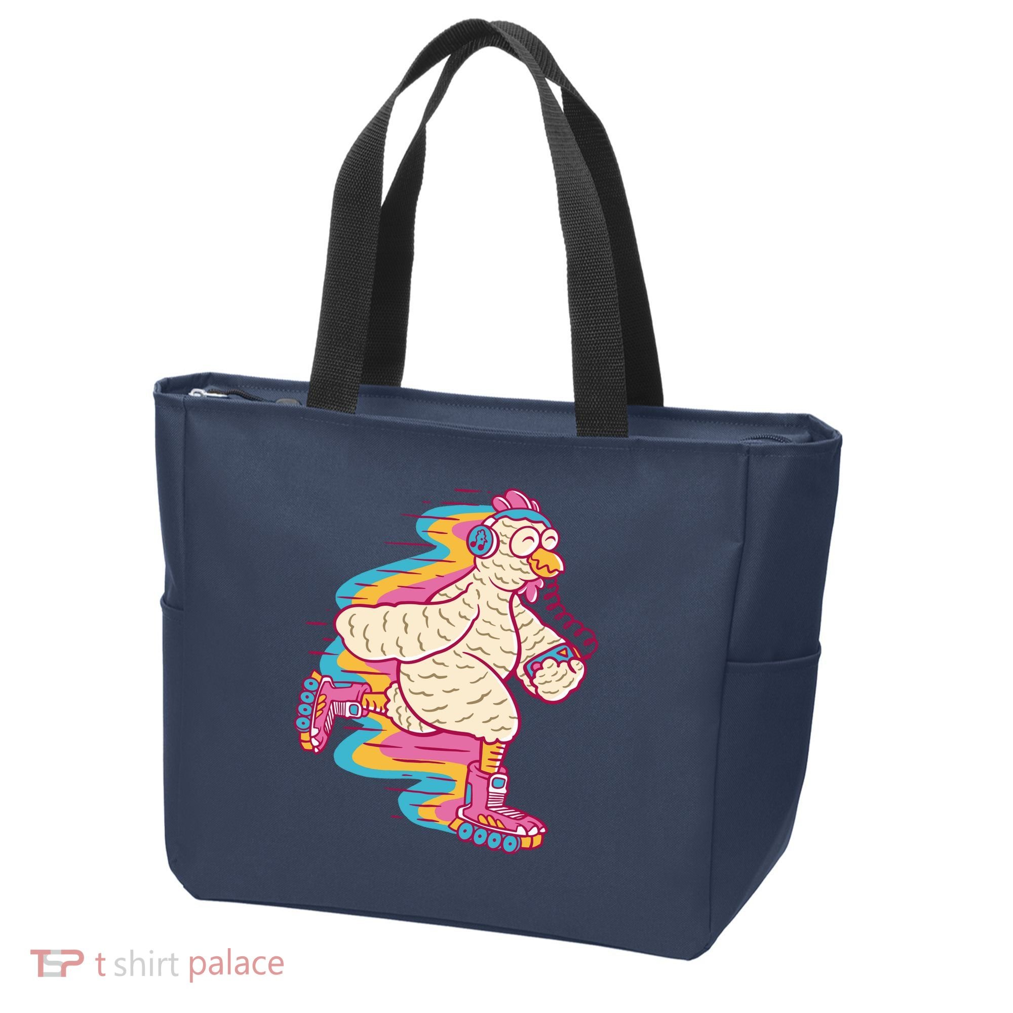 Chicken Roller Skating Tote Bag