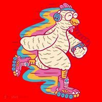 Chicken Roller Skating Santa Hat thumb 1