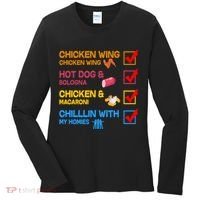Chicken Wing Hot Dog Macaroni Chillin With My Homies Women's Long Sleeve Shirt thumb 0