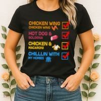 Chicken Wing Hot Dog Macaroni Chillin With My Homies Women's T-Shirt thumb 2